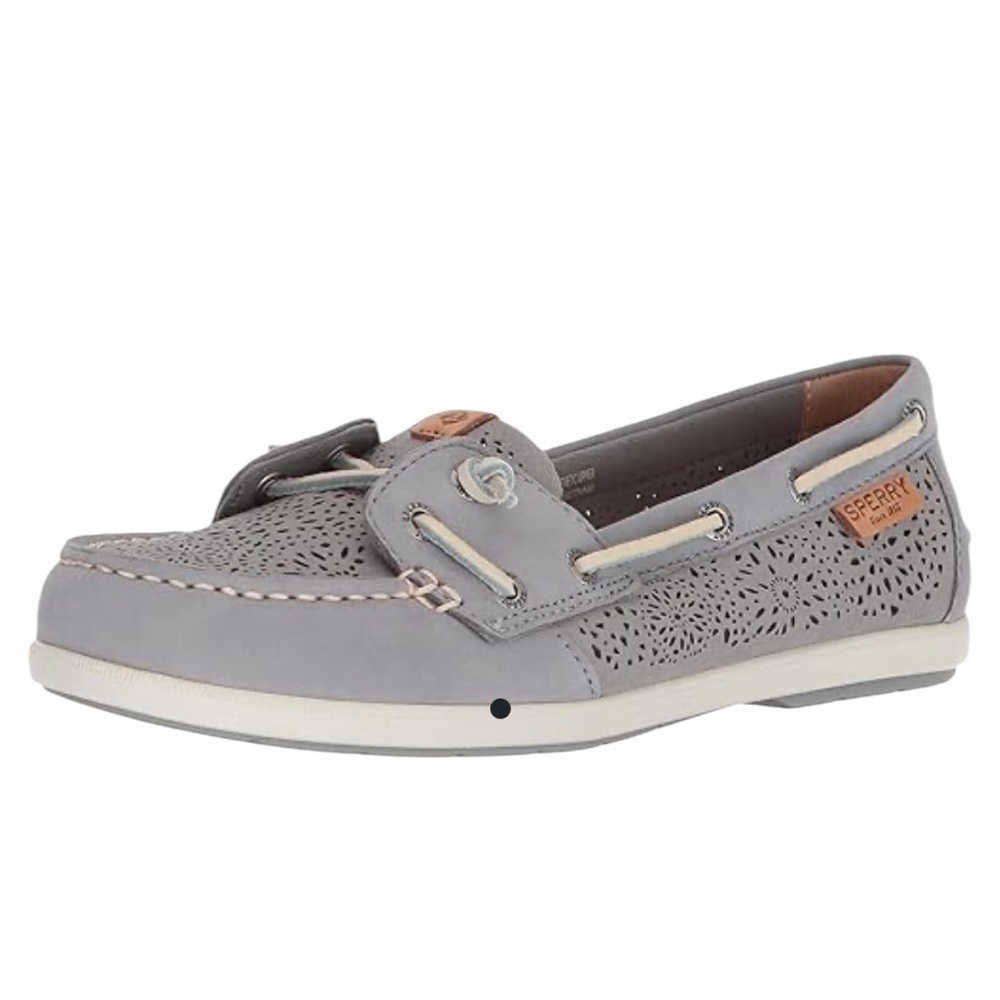 Sperry Coil Ivy Perfect Leather Grey Boat Shoe Size 8.5 M